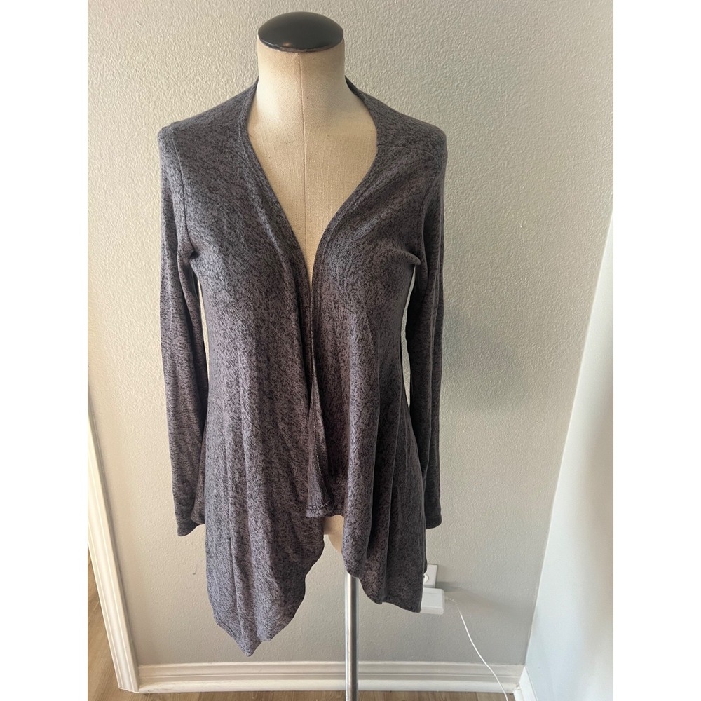 Free Kisses Women's M Gray Open Front Cardigan Long Sleeve Draped Waterfall